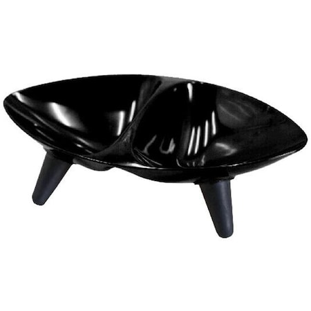 Pet Life S3BKDPB Melamine Couture Sculpture Double Food And Water Dog Bowl; Black